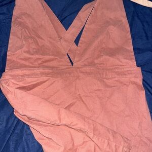 Forever 21 Pink Cross-Back plunge overall dress